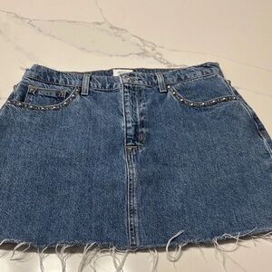 H By Hudson Denim Blue Skirt with Studded Details